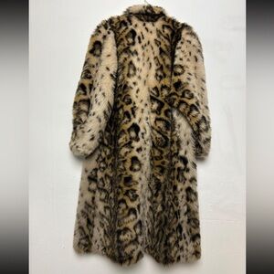 Vintage Leopard Print Faux Fur Coat